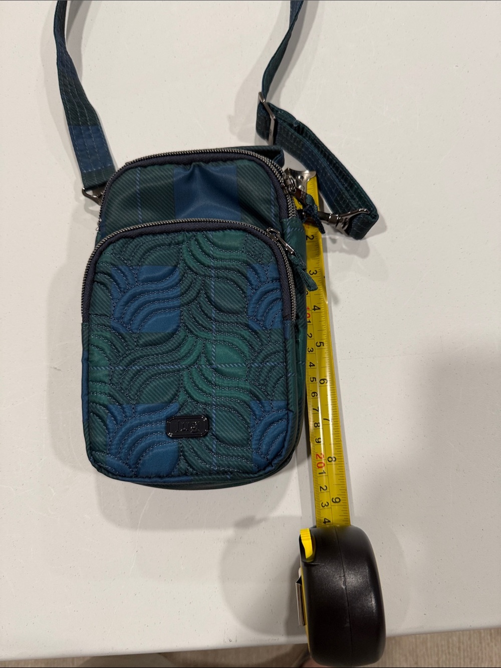 lug Blue and Green Quilted Crossbody Phone Bag